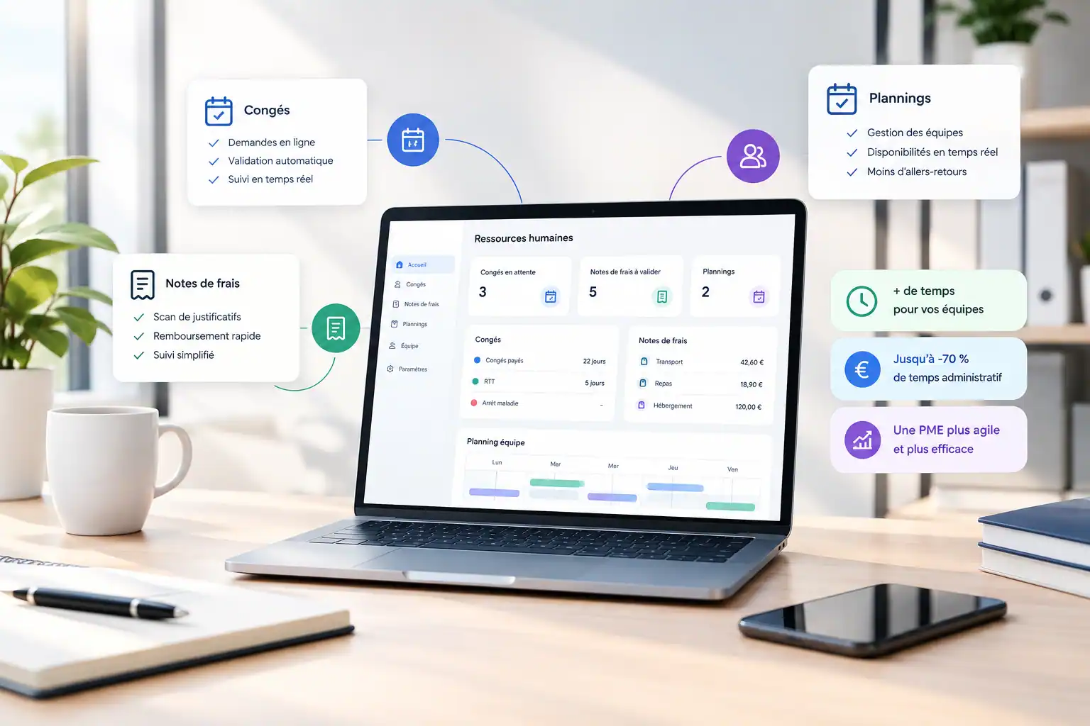 Automatiser l'administratif RH en PME : congés, notes de frais et plannings sans Excel